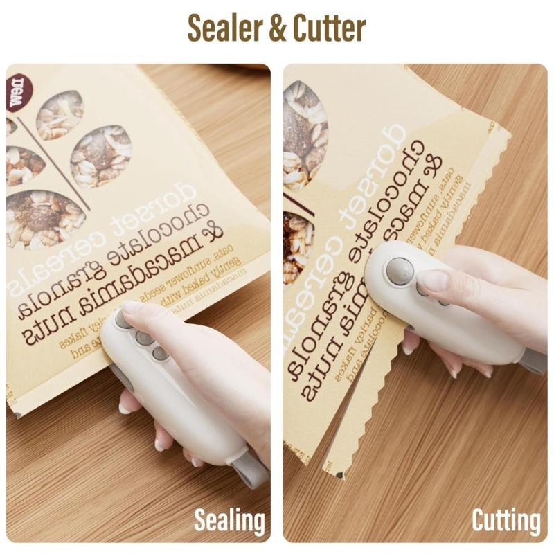 Multifuntional Chip Bag Sealer with Cutter Easy To Use Bag Resealer Efficient Heat Sealing Device for Home and Travel