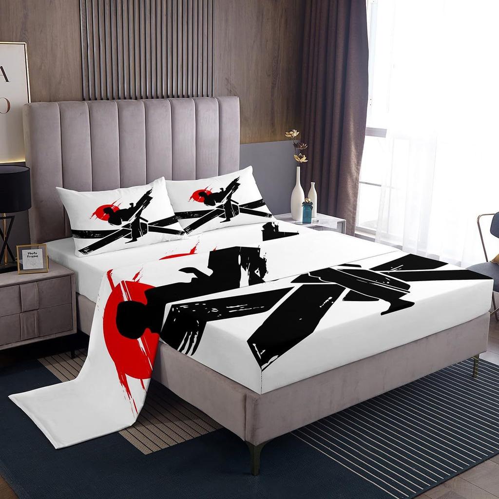 Gamepad Taekwondo Pattern Bed Hat Four-Piece Bedding Set Bedroom Dormitory Bedding Decoration
