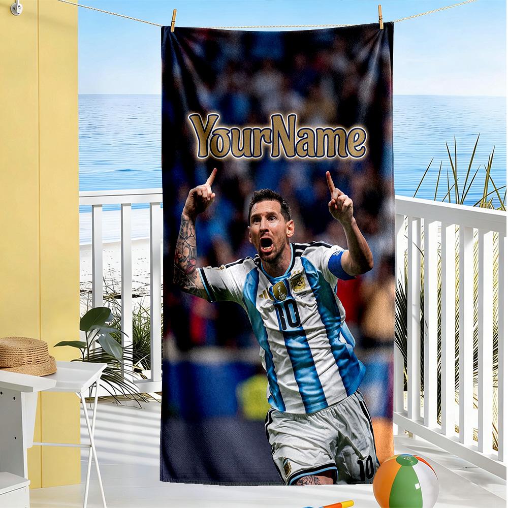 Messi Personalized Name Beach Towel Super Soft & Absorbent Portable for SwimmingBeachCamping Travel Beach AccessoriesGym