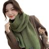 Letter Logo Plaid Knitted Scarf for Women Winter Solid Color Versatile Temperament Thickened Woolen Scarf Trendy Couple Style