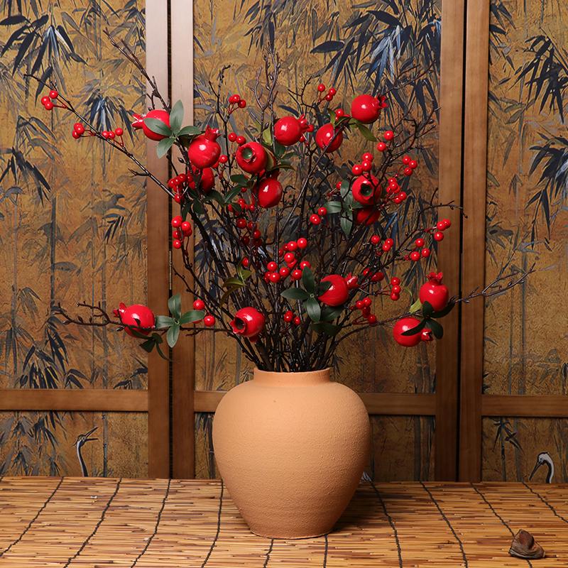 Jarrón de cerámica Wabi-Sabi: Cerámica Gruesa Estilo Chino Retro para Flores Secas, Vitrina, Club o Decoración de Sala de Estar.
