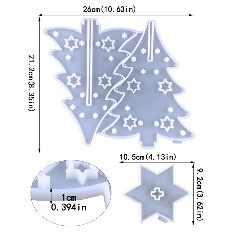 Christmas Tree Resin Silicone Mold Christmas Ornaments Epoxy Resin Mold for Casting Home Decorations Christmas Supplies