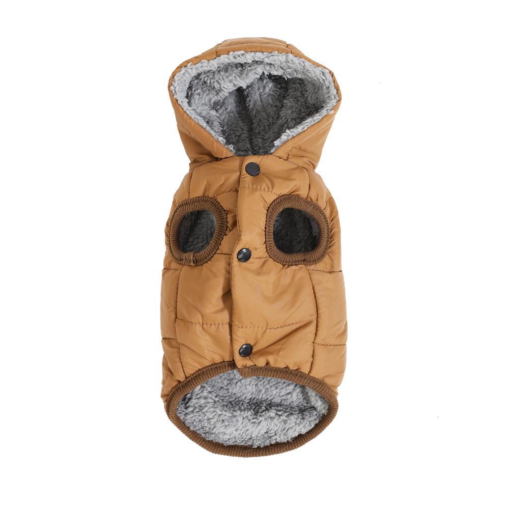 

Теплая одежда для питомцев, худи, водонепроницаемая куртка для щенков для походов, пальто, однотонный костюм из плотного флиса с D-кольцом для маленьких и средних собак, кошек XS（old） коричневый