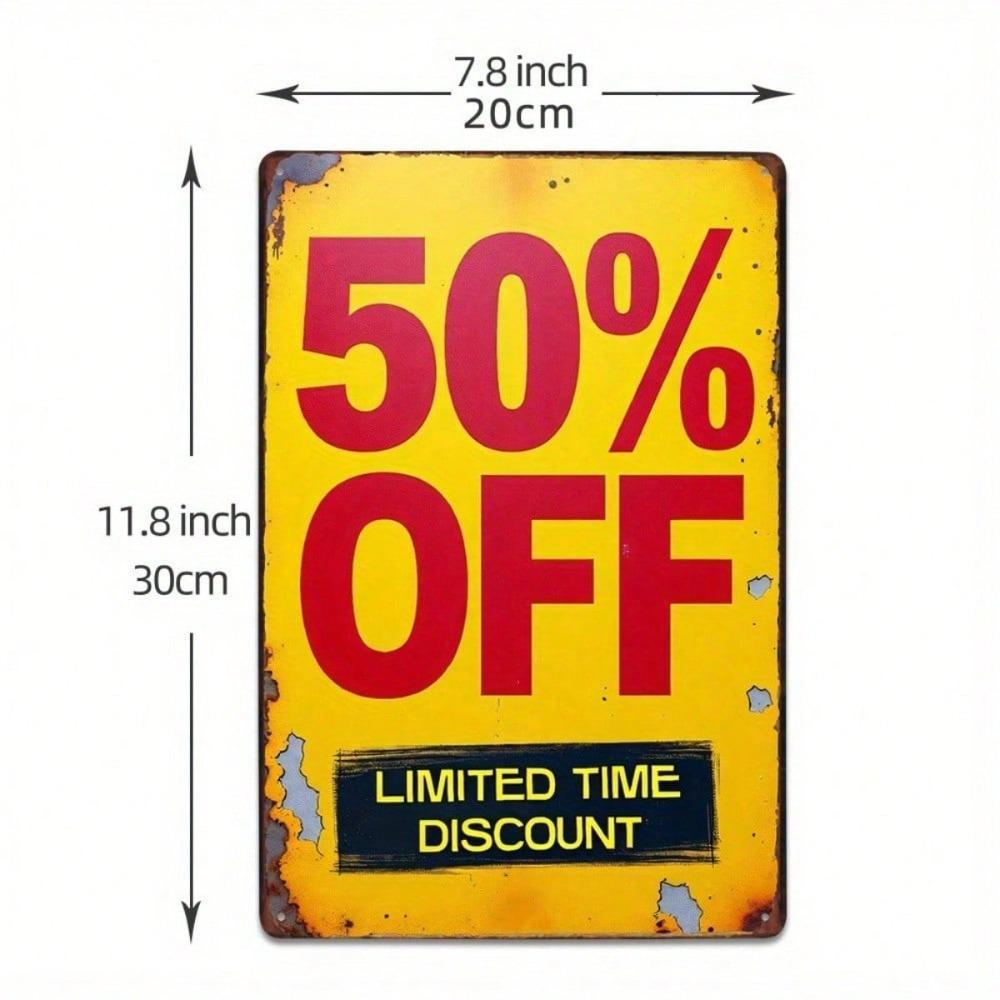 Vintage Metal Sign - Retro 2D Iron Wall Decor, Bold Black & Red On Yellow, Durable Promo Art