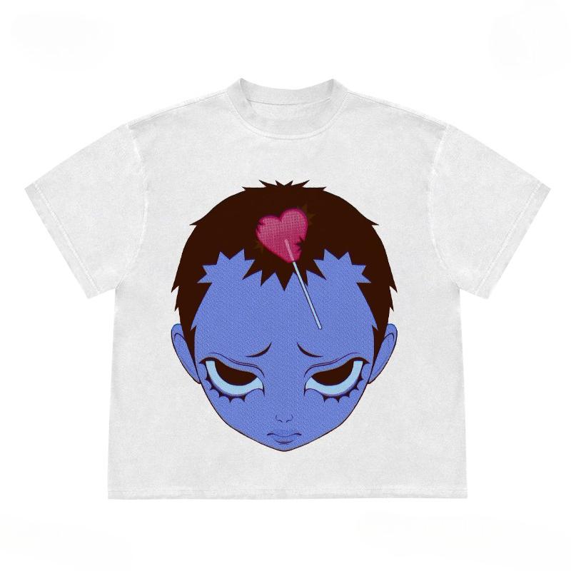 

Boy Graphic Print Autumn Pure Cotton Men s and Women s T-shirt Short Sleeve Street Fashion Trend Clothing Kpop Vintage Y2k Top 4XL