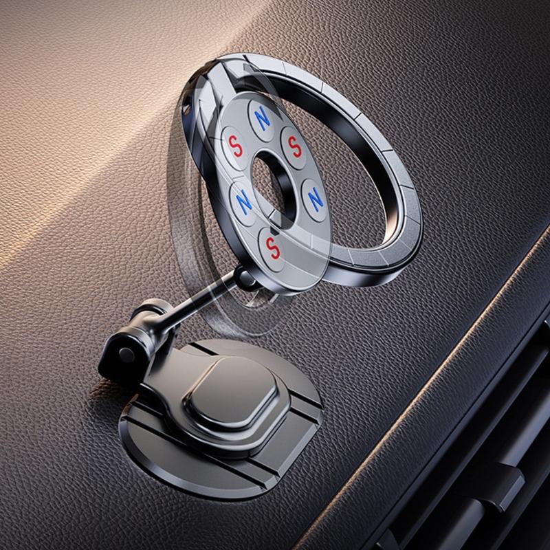 Universal Foldable Car Dashboards Phone Mount with Aluminum Base Secure Magnetic Grip Easy to Use for All Smartphones