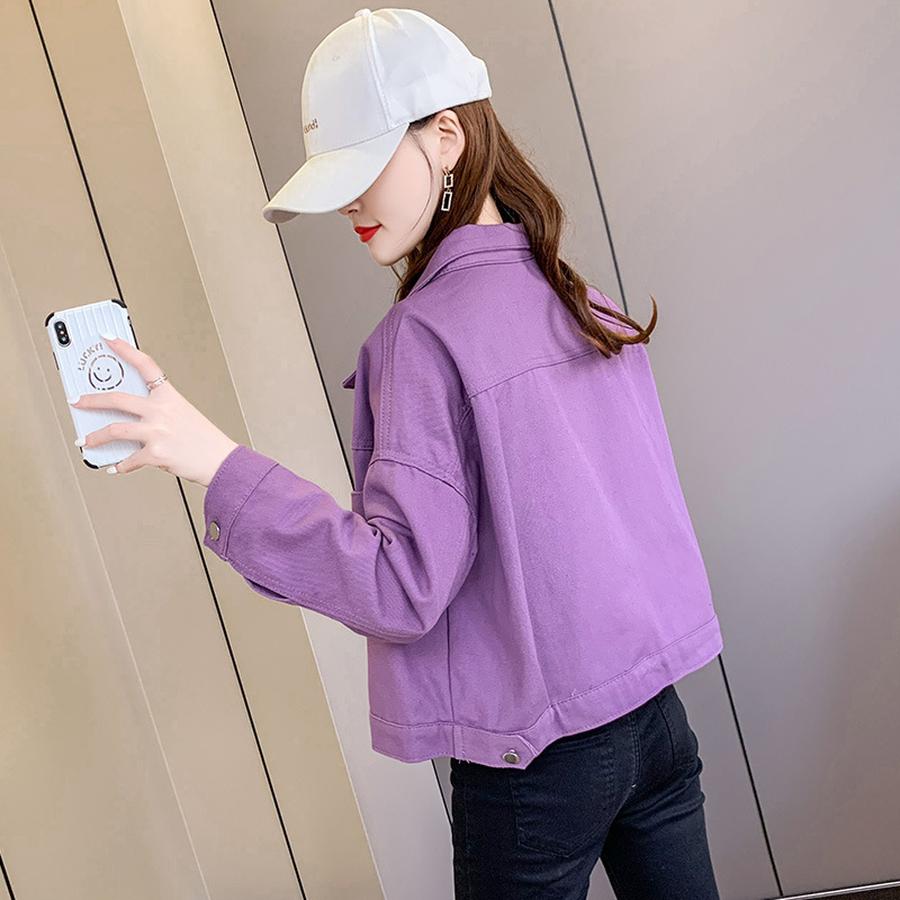 Új Lila Farmerdzseki Női Rövid Laza Vintage Retro Alkalmi Dzseki Felső Ins Divat