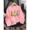 Girls' Long-Sleeve Round Neck Sweatshirt with Printed Design Funny Chicken Print Suitable for Spring And Autumn, Fashionable And Casual