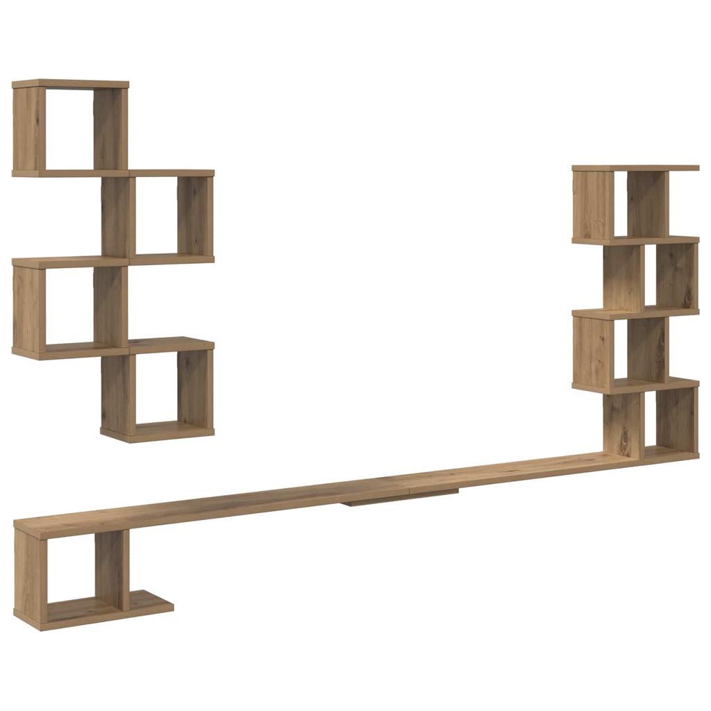 180cm Wall Mounted TV Entertainment Center, Modern Wood Floating Media Console & Display Shelves with Storage Cubes, DIY Living Room Shelf Unit
