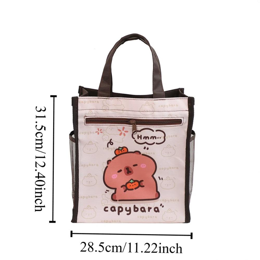 Large Capacity Capybara Handbag Double Layered Cartoon Storage Bag Children Tutoring Bag  Daily
