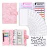 A6 Budget Binder with Marble Texture Pattern PU Leather Notebook Cover Zipper Envelopes Lable Stickers Ruler Used as Money Organizer System Bill Mone