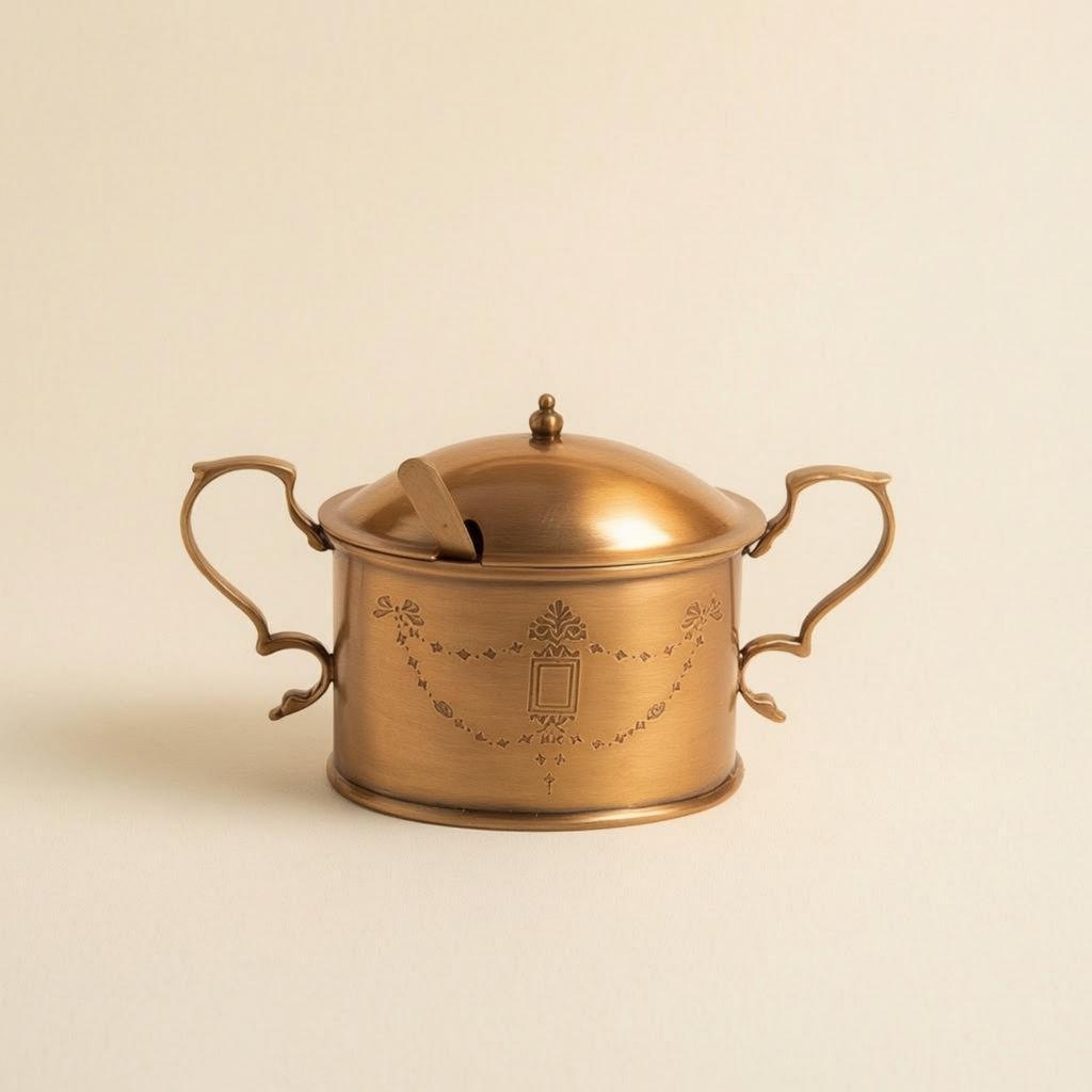 Ornate Brass Canister Finial Knob Decorative Brass Jar Lidded Vessel Lid House Decoration Hand-Applied Design for Storage