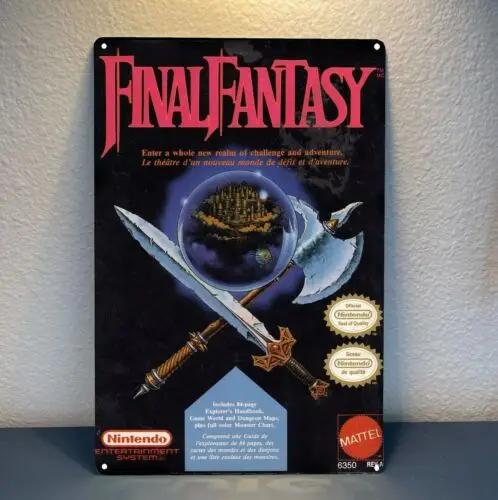 Final Fantasy Nes Ретро Видеоигра Металлический Постер Жестяная Табличка 20*30см 20x30cm（7.8x11.8inch）