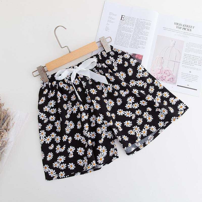 Women's Summer Cotton Silk Drapey Floral Shorts with Elastic Waist