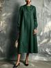 European and American autumn and winter temperament dress women, round neck button decorative zipper long sleeve loose dress