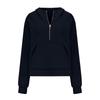 2025 Autumn Winter New Women's Scuba Sports Half-Zip Yoga Loose Short Hooded Fleece Lined Sweatshirt