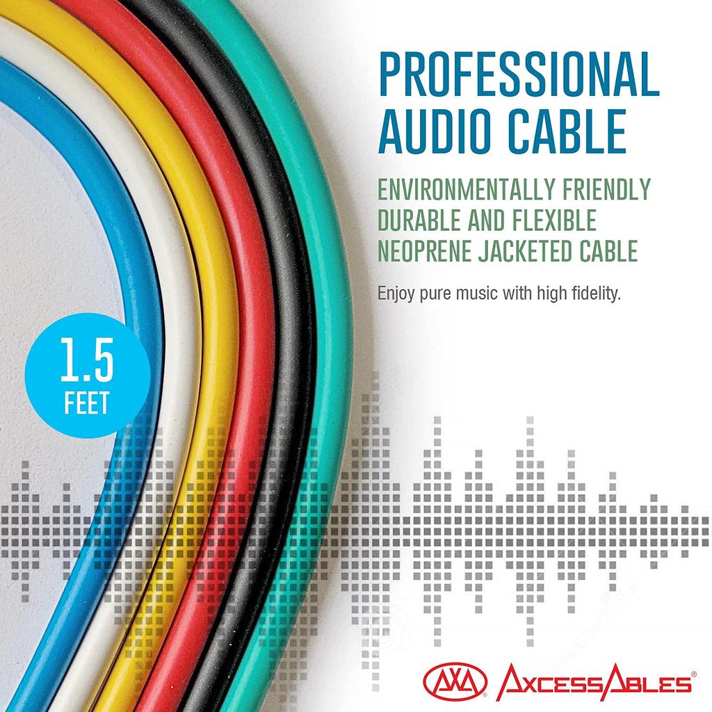 AxcessAbles TS To TS Unbalanced Mono Patch Cable Modular Synth Cord TS Audio Cable Eurorack Synthesizer Multicolor TS AUX Cord 6 Pack 1/8" (3.5mm)