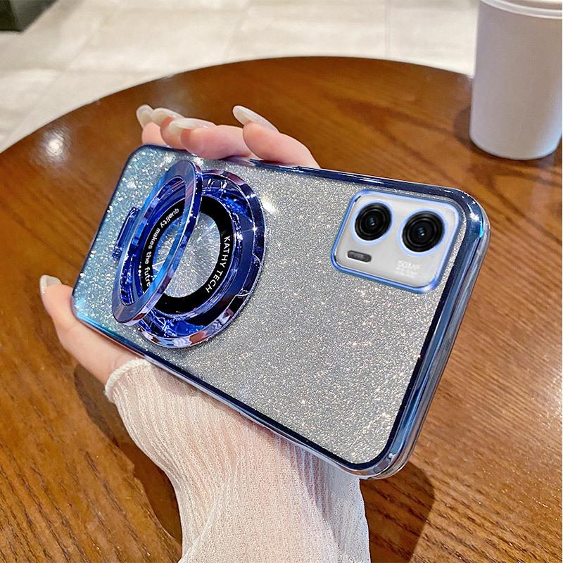 

Блестящий магнитный чехол-подставка для телефона Motorola G85/E32, гальванизированная мягкая накладка для G70/G42 DGE 30. G54 синий