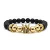 Micro-inlaid Copper Beads Double Crown Zirconia Frosted Buddhist Fashion Bracelet