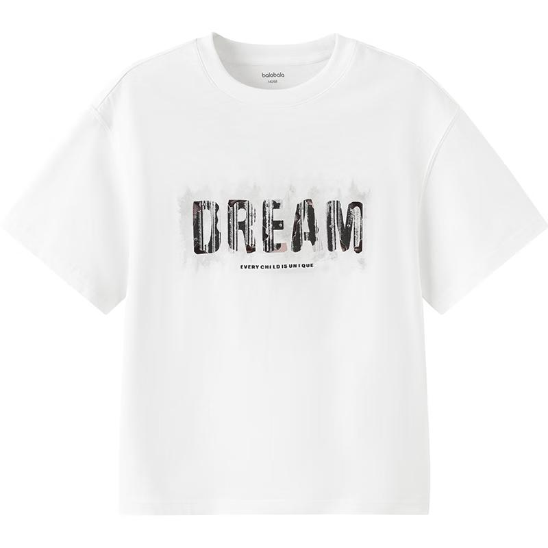 Balabala Boys Letter Print Short Sleeve T-Shirt 150 грязно-белый