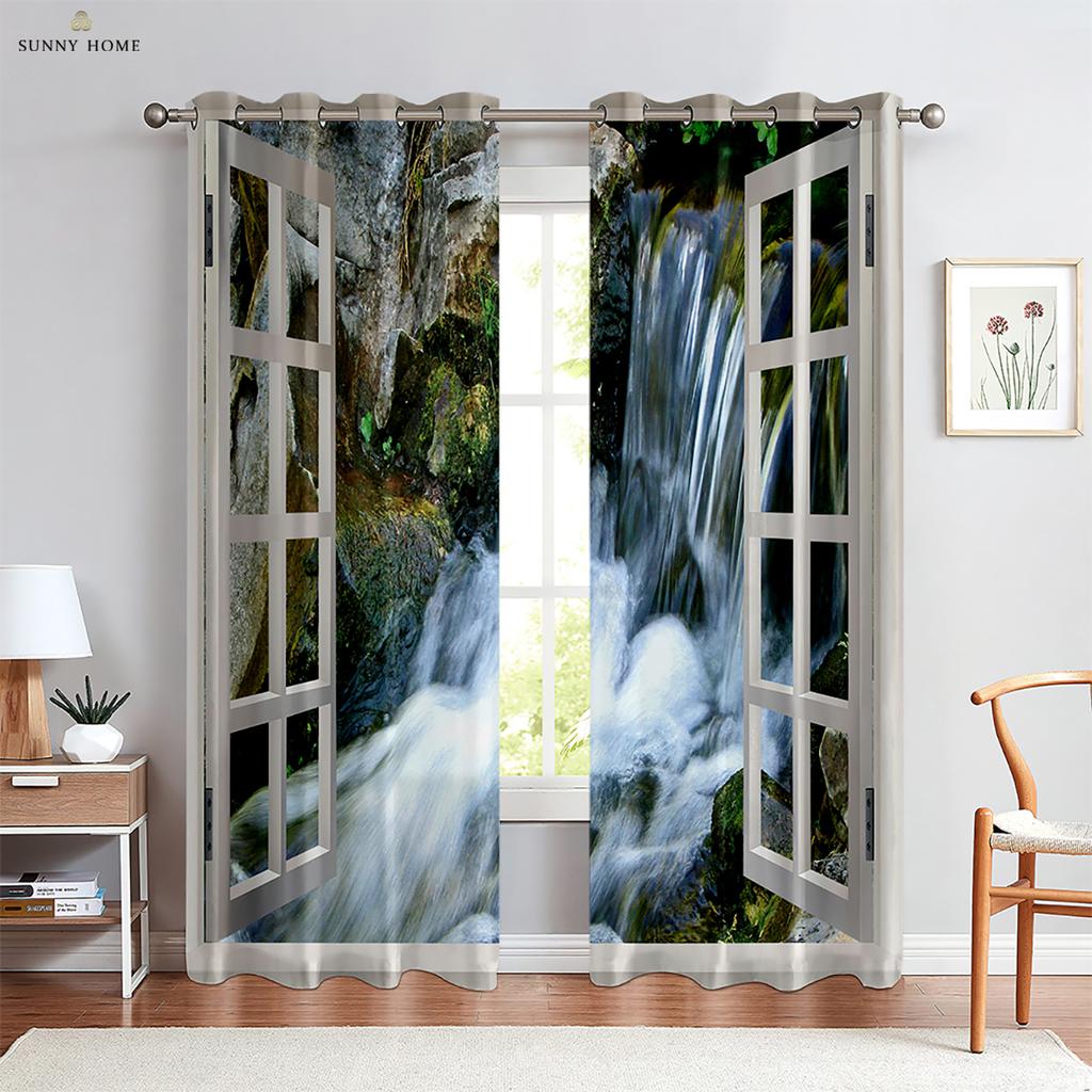 Windowcurtains Seaside Landscape Pattern Print Pattern Rod Pocket Bedroom Space Living Space Kitchen Areacurtains Home Decorative Piece
