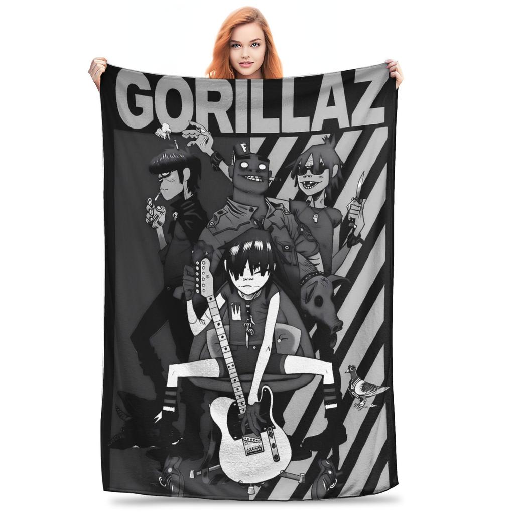 Music Band G-gorillazs Blanket Warm Soft Fashion Plush Throw Blanket For Students Couch Chair Flannel Bedspread Bed Cover