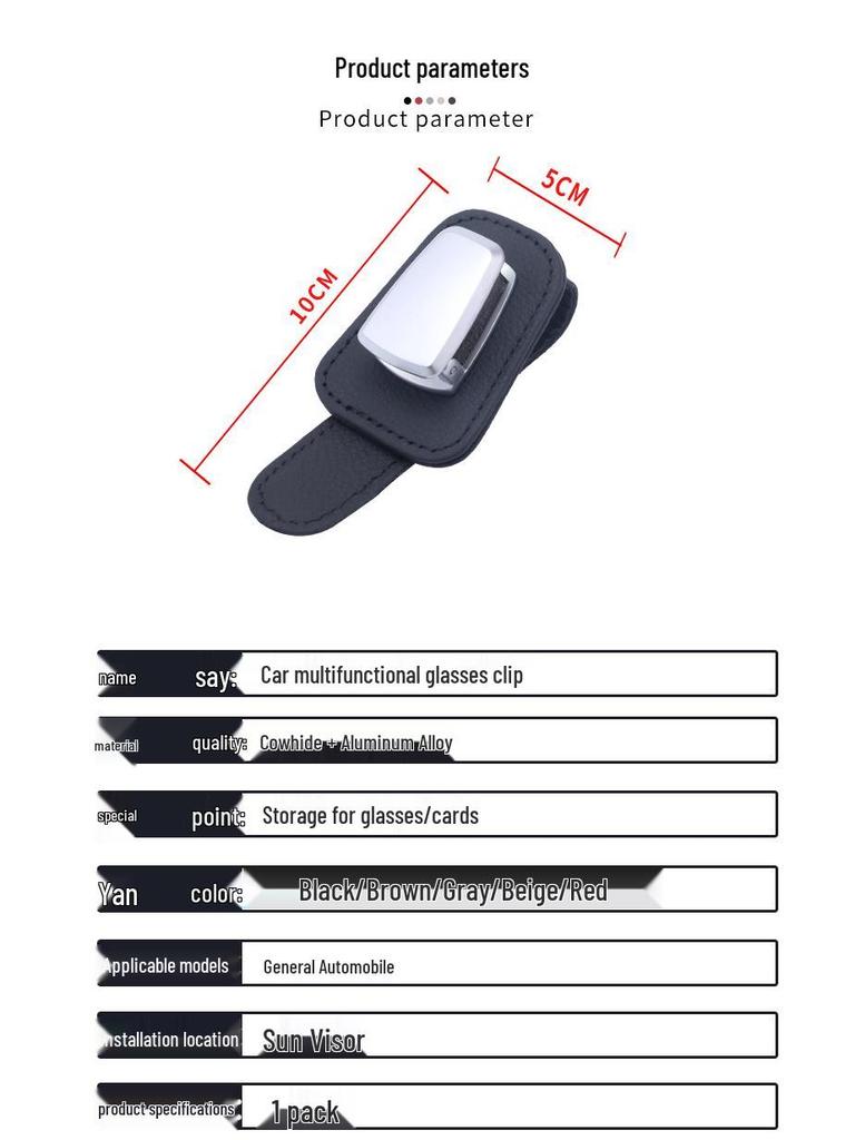 Car Sun Visor Glasses Clip: Multifunctional Sunglasses Holder & Bill Storage In Creative Cowhide Design