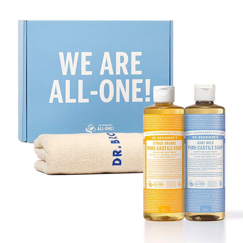 Dr.Bronner's Castile Soap Set (475ml X 2 + Towel)