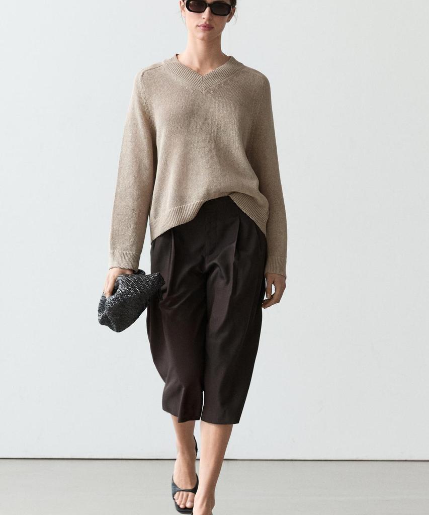 Masimodutti Cotton Blend V-Neck Knit Sweater