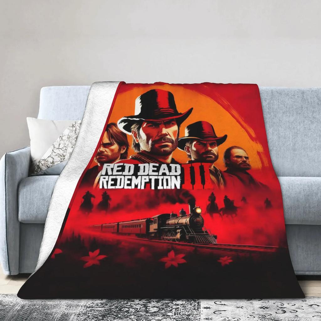RDR Video Game Flannel Blanket Soft Winter Throw for Bedroom Sofa Bedspread Graphic Cover for Girls Boys