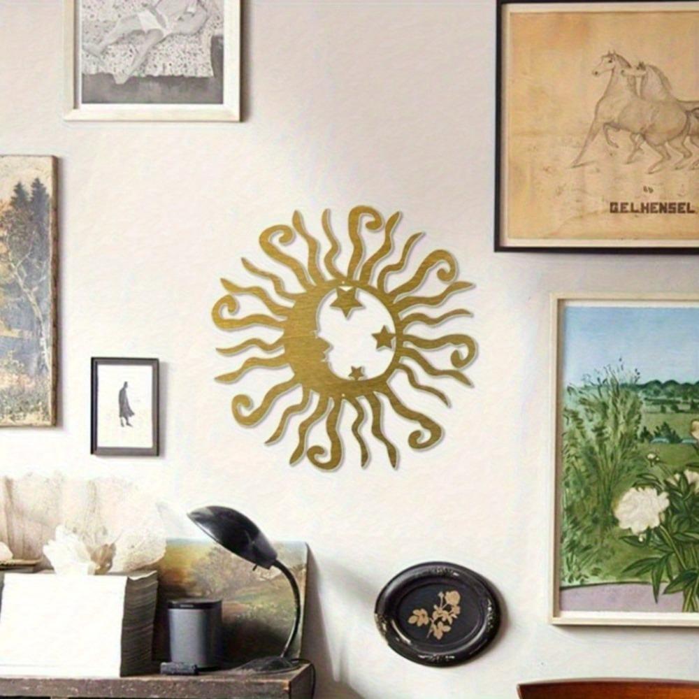 Bohemian Sun Moon Steel Wall Art Weather Resistant Indoor Outdoor Decor
