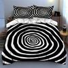 Spiral black-and-white. Bedding Duvet cover sets Duvet covers Pillowcases gifts (1 * Duvet Cover 2 * Pillowcases, without duvet insert)