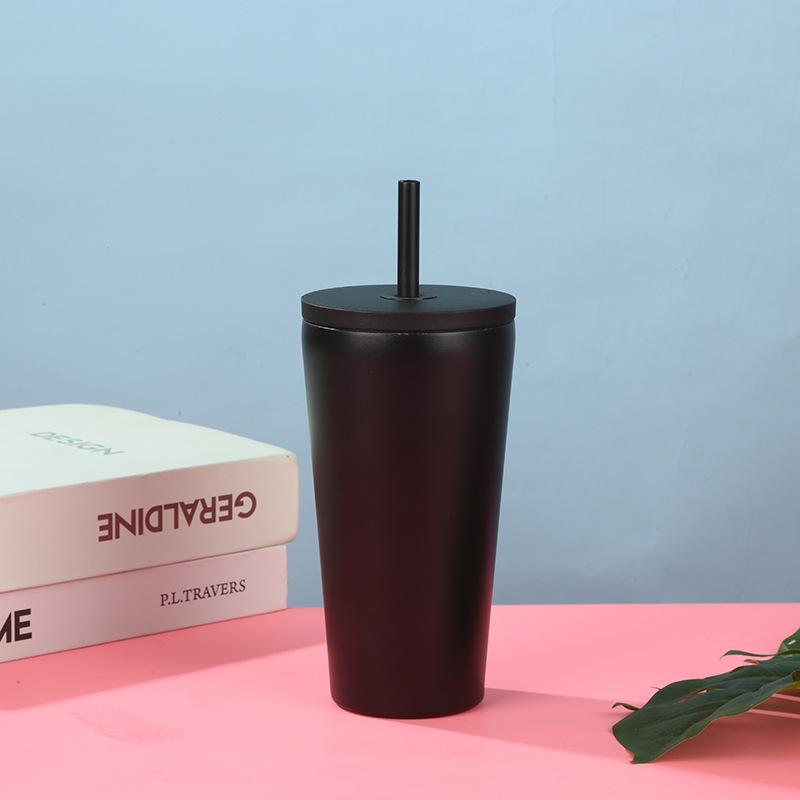 480/600ml Stainless Steel Vacuum Insulated Cup for Outdoor Camping Hiking Mountaineering Straw Drinking Sports Water Cup