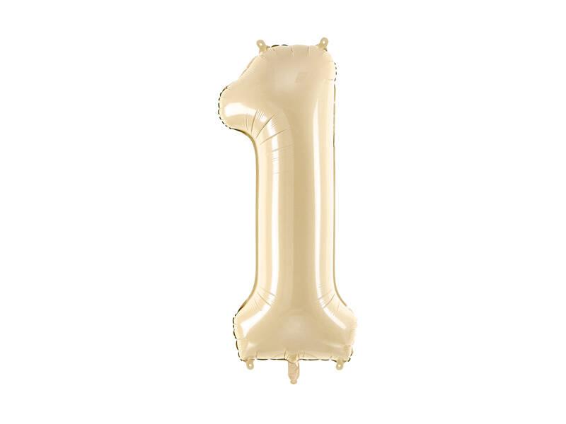Balon Foliowy Cyfra 1, 72Cm, Beżowa, Kremowa