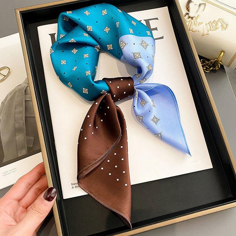 Szalik 100% Jedwab Damski Jedwab Morwowy Luksusowy Wysoka Jakość Kwadratowy Modny Nadruk Chustka do Włosów Chustka na Szyję Szal Damski Zawijki Hidżab Bandana Szaliki