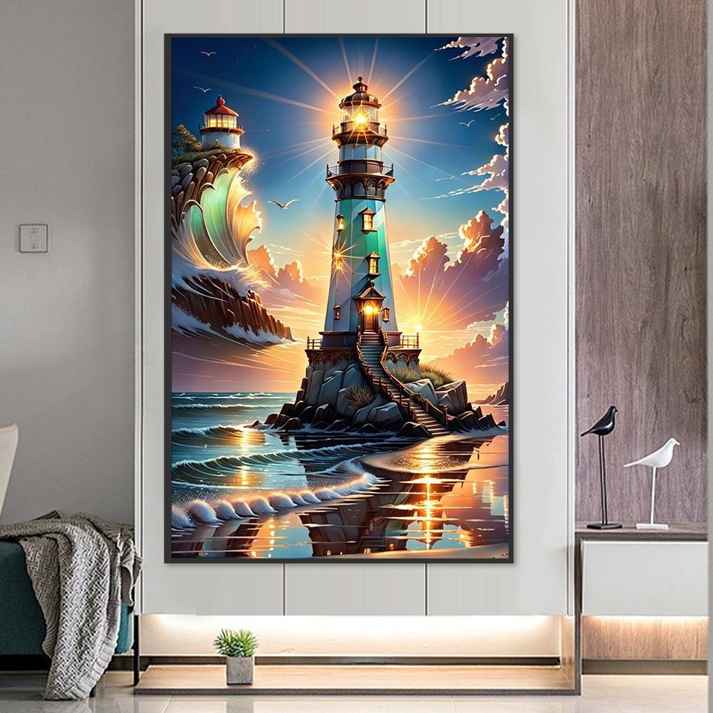Sada malování podle čísel na plátně DIY olej Art Lighthouse Picture Home Decor55x85cm