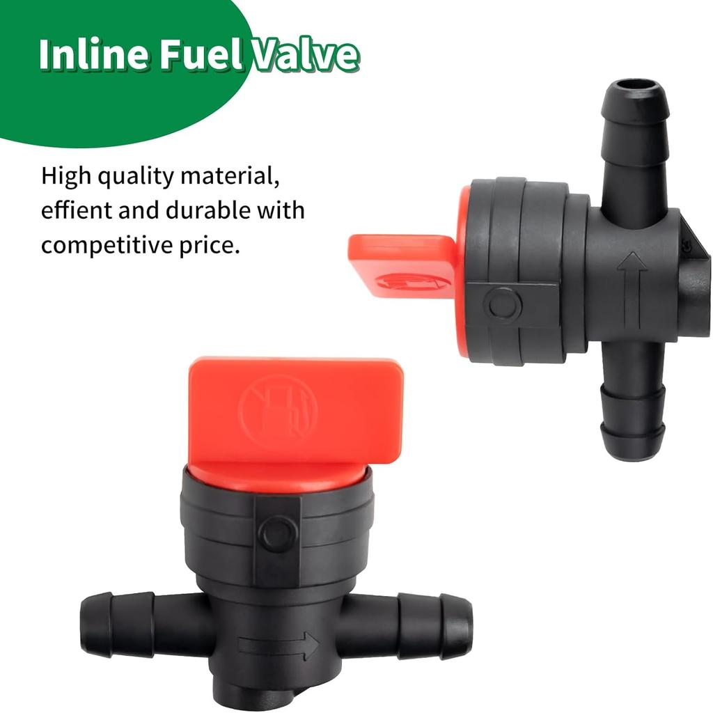 1/4 Inch- 2M/6 Feet Gas Fuel Line Hose With 10 Clamps, 2 In Line Fuel Valves And 2 Filters Kit, Suitable For Lawn Mowers, Cultivators, Tractors, Snow