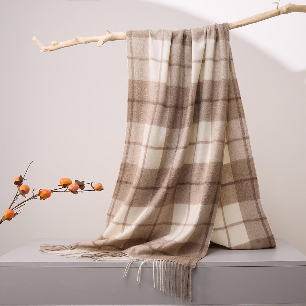 Unisex Water Ripple Plaid Cashmere Scarf - Winter Warm Neck Warmer Shawl