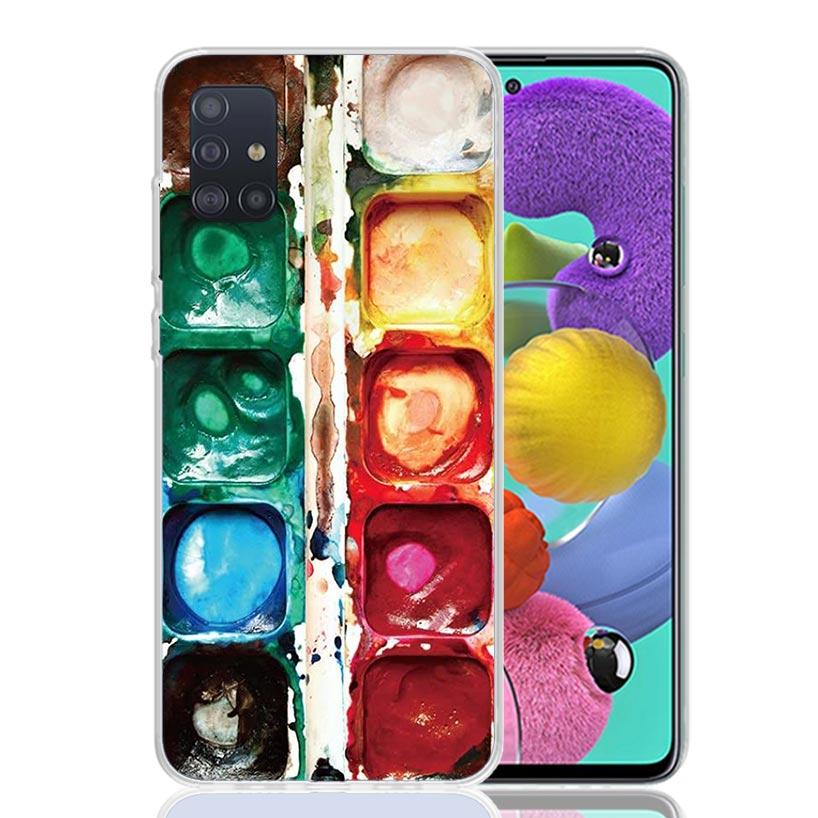 Waterverf Set Verfpalet Schilderdoos Telefoonhoesje Voor Samsung Galaxy A52 A32 A22 A12 A02S A50S A30S A51 A31 AA71 Note 20 Ult