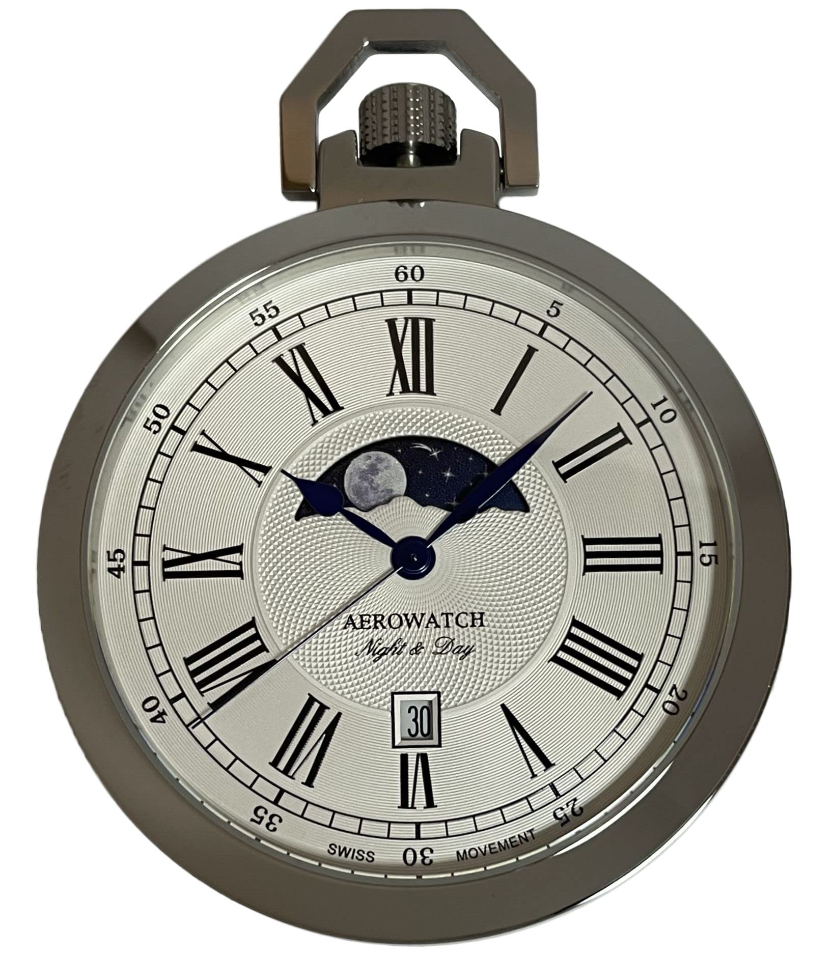 

Pocket Watch Aerowatch Date Sun Moon Swiss Made 44829 AA01 Silver [AEROWATCH] & Men s