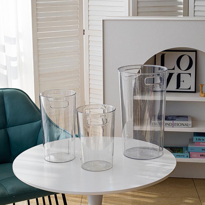 Cross-Border Transparent Acrylic Flower Bucket with Handle - Large Deep Water Rehydration Vase