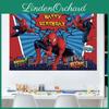 Cartoon Spiderman Birthday Backdrop Cloth For Kids Party Decoration, Polyester Fabric, 95x75cm