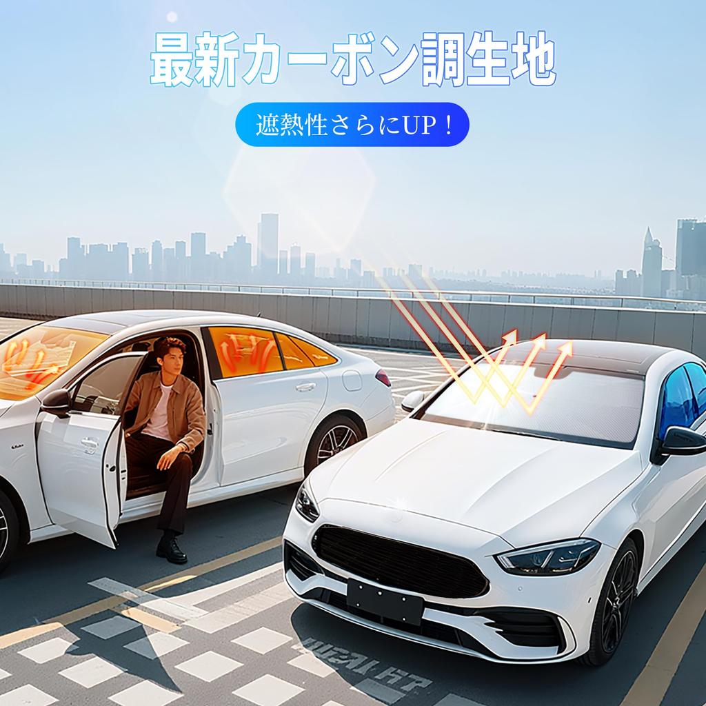 Foldable sunshade for light vehicles with thermal insulation and UV The newly flexible intermediate shaft design prevents damage to interior The