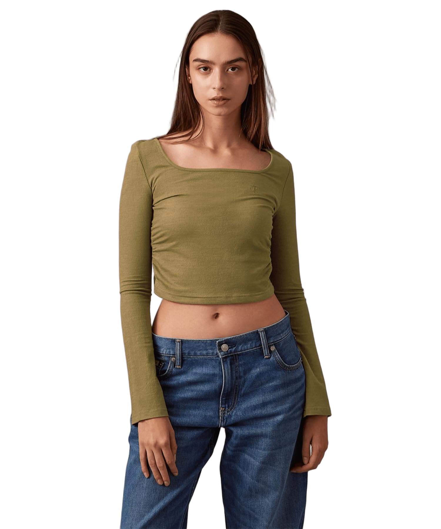 

Square Neck Long Sleeve Pullover J225097 S GOTHICOLIVELFF [Calvin Klein] [Official Brand]