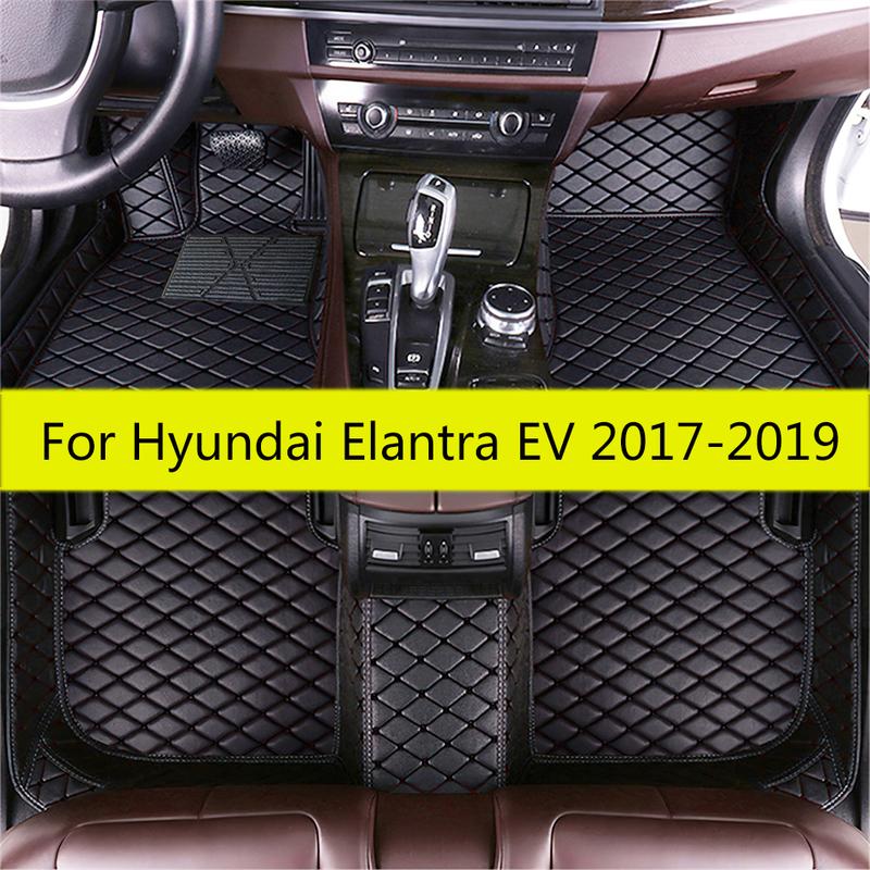 Car Floor Mats For Hyundai Elantra EV  2018 2017 Auto Leather Carpets Interior  Waterproof Anti Dirty Protect Products