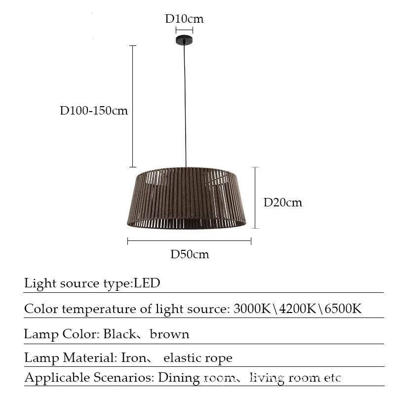 New Chinese style tea room restaurant pendant light tatami study room rope pendant light bar pendant light