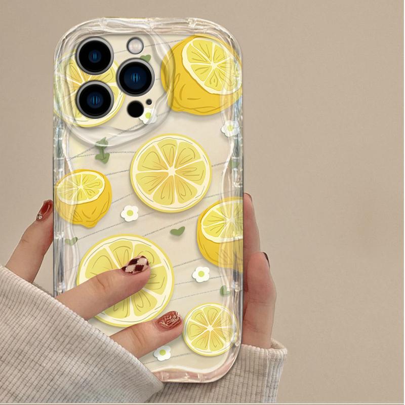 Summer Fruit Lemon Flower 3D Clear Case For iPhone 16 16E 15 14 13 12 11 Pro Max X XS X S Max XR SE 2020  7 8 Silicone Cover