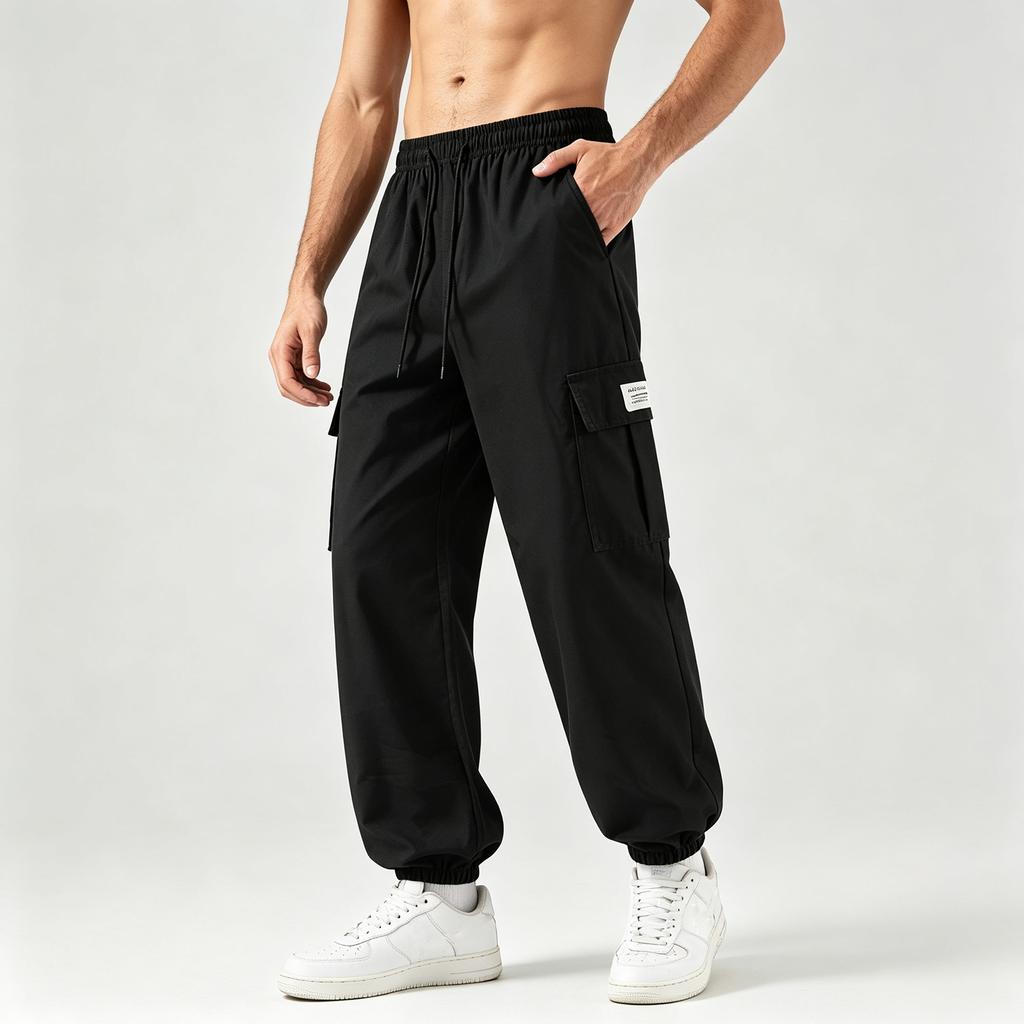 Men's Cargo Jogger Pants Lightweight Outdoor Workwear Multi Pocket Utility Tapered Bottom Casual Trousers for Summer Sports