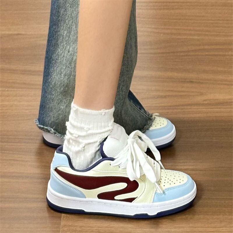 

American high street blue and red color scheme bread shoes women s campus style versatile casual shoes thick baseplate shoes 40 озеро синий