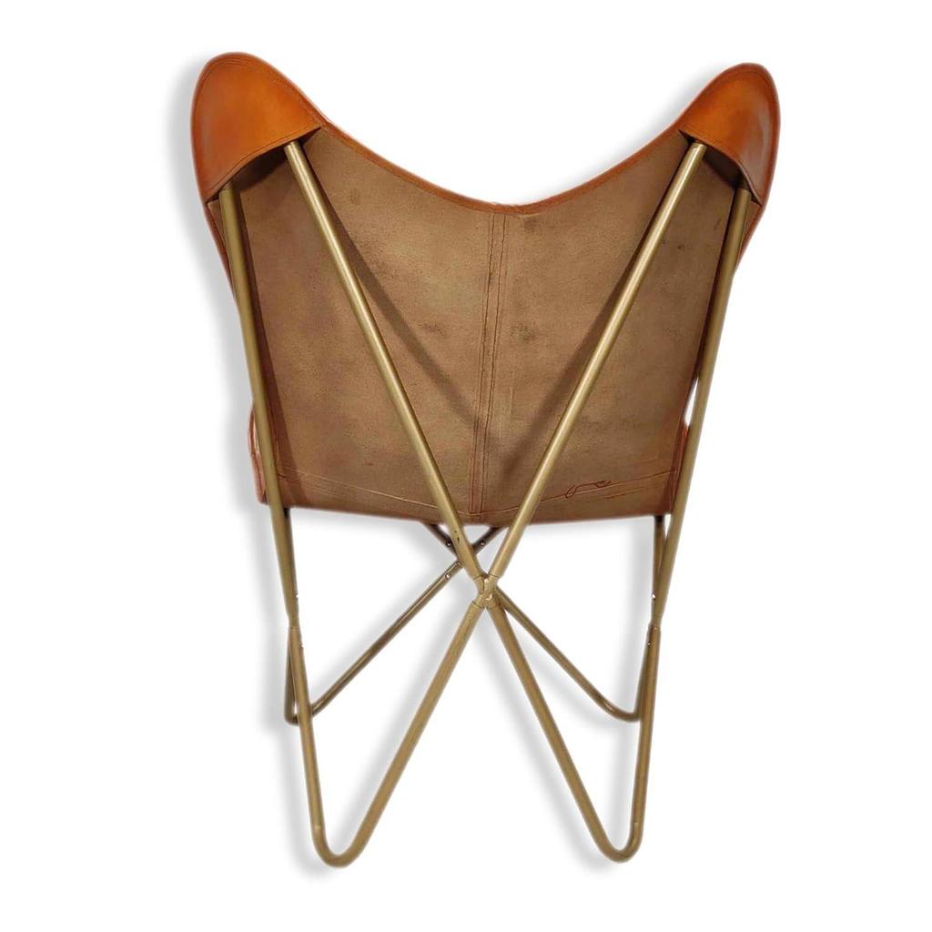 Morden Tan Brown Leather Butterfly Chair Folding Home Decor Chair for Living Room, Office, Bar Chair